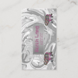 高級エレガントスイートシルバーマーブルウィットエレファント 名刺