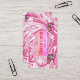 高級エレガントスイートピンクマーブルウィットエレファント 名刺