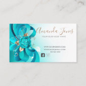 高級エレガントターコイズティール(緑がかった色)金ゴールドプロフェッショナル 名刺 (正面)