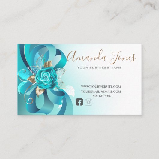 高級エレガントターコイズティール（緑がかった色）金ゴールドプロフェッショナル  名刺 (正面)