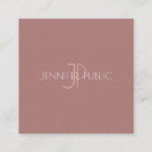 高級エレガントトレンディーモダンデザインモノグラムプレーン スクエア名刺 (正面)