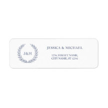 高級エレガントネイビーブルーリースズ結婚モノグラム