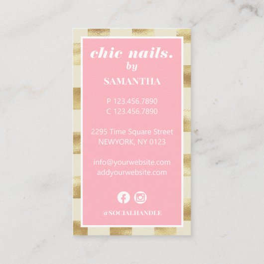 高級エレガントネイルサロンネイルサロンフォトコラージュ 名刺 (裏面)