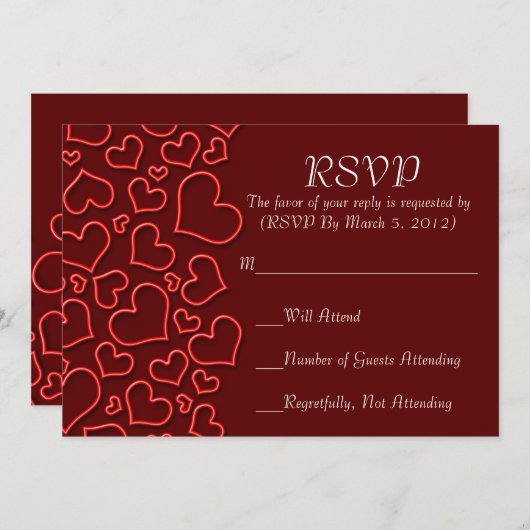 高級エレガントハートRSVPカード 招待状 (正面/裏面)