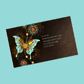 高級エレガントバタフライブラウンターコイズ金ゴールド 名刺