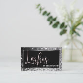 高級エレガントバラピンクシルバーきらめくグリッター 名刺 (スタンド正面)