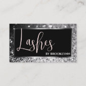 高級エレガントバラピンクシルバーきらめくグリッター 名刺 (正面)