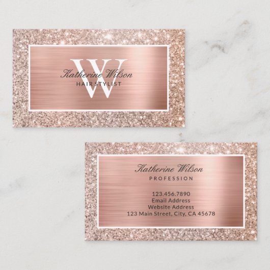 高級エレガントバラフェイク金ゴールドグリッターメタル 名刺 (正面/裏面)