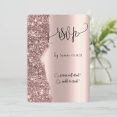 高級エレガントバラ金ゴールドグリッターRSVP 招待状 (スタンド正面)