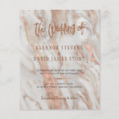 高級エレガントバラ金ゴールド大理石結婚式招待状 (正面)