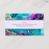 高級エレガントパープルピンクティール(緑がかった色)金ゴールドグリッタースタイル 名刺 (裏面)