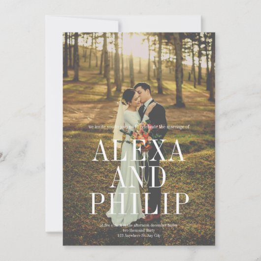 高級エレガントビッグフォト結婚ズ 招待状 (正面)