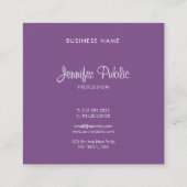 高級エレガントフリーハンドスクリプモダンルパープルシック スクエア名刺 (裏面)