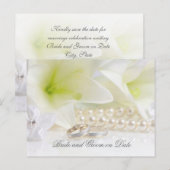 高級エレガントフローラ結婚のリングや輪救デートカード 案内ポストカード (正面/裏面)