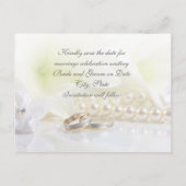 高級エレガントフローラ結婚のリングや輪救デートカード 案内ポストカード (裏面)