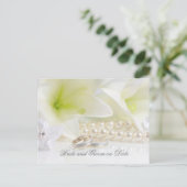 高級エレガントフローラ結婚のリングや輪救デートカード 案内ポストカード (スタンド正面)