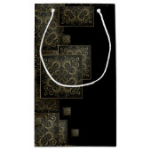 高級エレガントブラックと金ゴールド スモールペーパーバッグ (裏面)