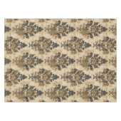 高級エレガントブラック金ゴールドベージュアイボリーダマスク テーブルクロス (正面(横))