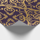 高級エレガントブラック金ゴールド結婚誕生日ラップ ラッピングペーパー (角)