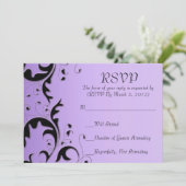 高級エレガントブラック/パープルフローラRSVPカード 招待状 (スタンド正面)