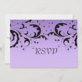 高級エレガントブラック/パープルフローラRSVPカード 招待状 (裏面)
