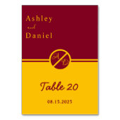 高級エレガントブルゴーニュと金ゴールドモノグラム結婚ズ テーブルナンバー (正面)