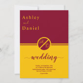 高級エレガントブルゴーニュと金ゴールドモノグラム結婚ズ 招待状 (正面)