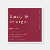 高級エレガントブルゴーニュ金ゴールドおもしろいファクト結婚ズ スタンダードカクテルナプキン (正面)