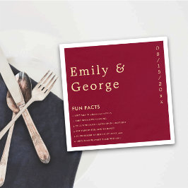 高級エレガントブルゴーニュ金ゴールドおもしろいファクト結婚ズ スタンダードカクテルナプキン