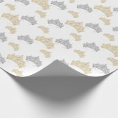 高級エレガントプリンセス金ゴールドシルバークラウン ラッピングペーパー (角)