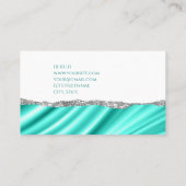 高級エレガントホワイトシルバーティール（緑がかった色）グリッターブティック 名刺 (裏面)