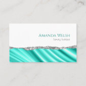 高級エレガントホワイトシルバーティール（緑がかった色）グリッターブティック 名刺 (正面)