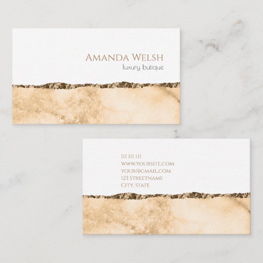 高級エレガントホワイト金ゴールドグリッターブティック 名刺 (正面/裏面)