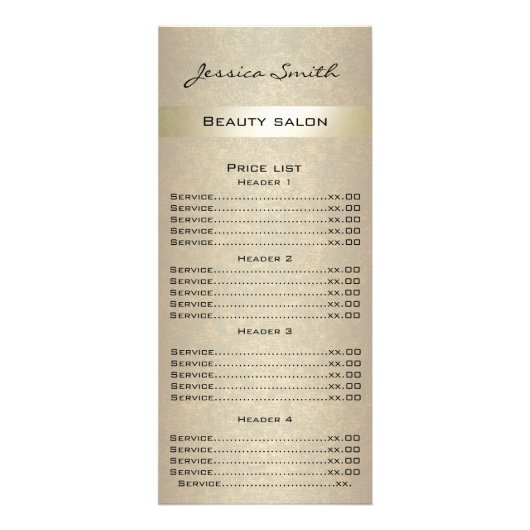 高級エレガントモダン金ゴールドフェイクメニューカード ラックカード (正面)