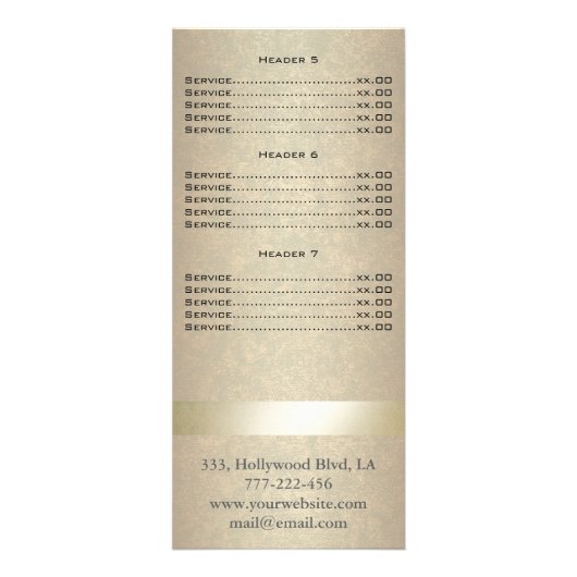 高級エレガントモダン金ゴールドフェイクメニューカード ラックカード (裏面)