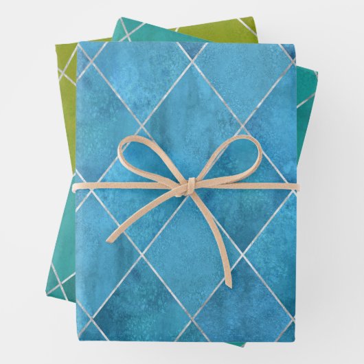 高級エレガントヴィンテージジュエルトーンアーガイルパターン ラッピングペーパーシート (インサイチュ)