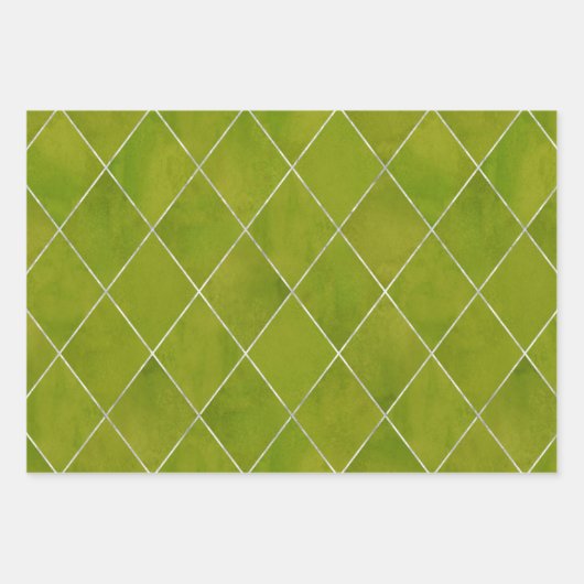 高級エレガントヴィンテージジュエルトーンアーガイルパターン ラッピングペーパーシート (正面3)