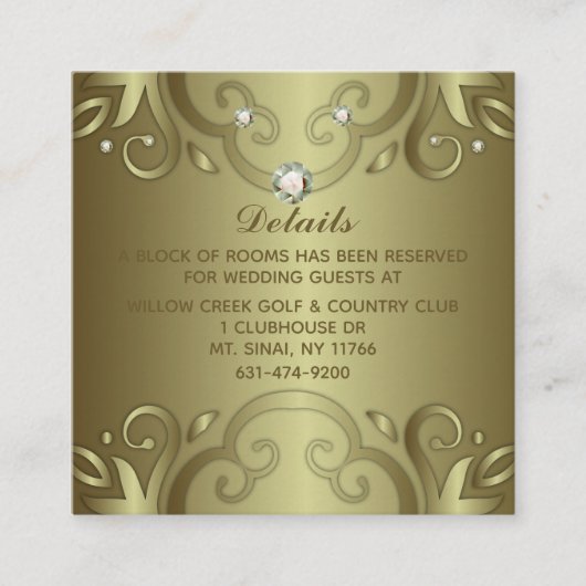 高級エレガントヴィンテージビクトリアン金ゴールド結婚ズ エンクロージャーカード (正面)