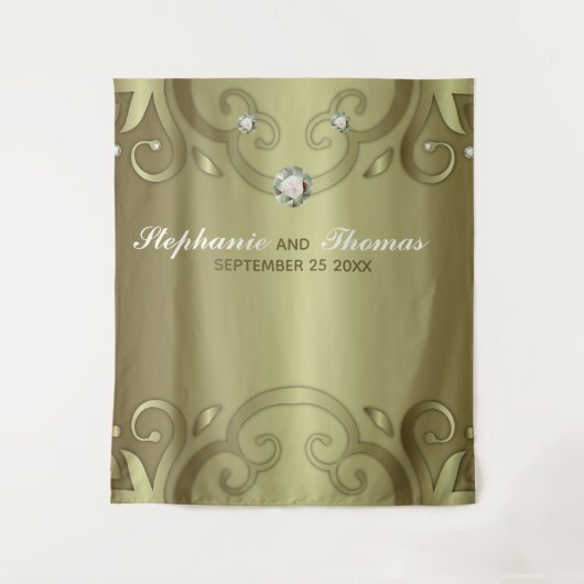 高級エレガントヴィンテージビクトリアン金ゴールド結婚ズ タペストリー (正面)