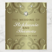 高級エレガントヴィンテージビクトリアン金ゴールド結婚ズ ワインラベル (シングルラベル)