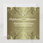 高級エレガントヴィンテージビクトリアン金ゴールド結婚ズ 招待状 (正面)