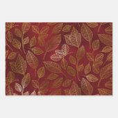 高級エレガントヴィンテージレッドグリーン金ゴールドクリスマス ラッピングペーパーシート (正面3)