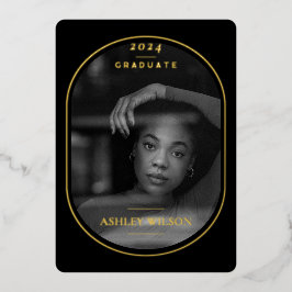 高級エレガント写真卒業フォイル発表 箔招待状