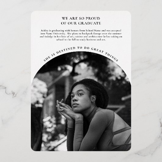 高級エレガント写真卒業フォイル発表 箔招待状 (裏面)