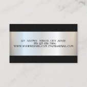 高級エレガント品モダン、シルバーフレーム、ブラック 名刺 (裏面)