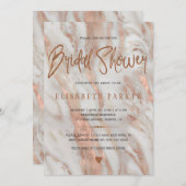 高級エレガント大理石バラ金ゴールドブライダルシャワー 招待状 (正面/裏面)