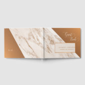 高級エレガント大理石モノグラム結婚銅 ゲストブック (全面)