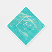 高級エレガント大理石王室の金ゴールドブルーモノグラム スタンダードランチョンナプキン (角)