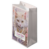 高級エレガント宝石を着た白猫ありがとう スモールペーパーバッグ (正面アングル)