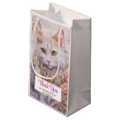 高級エレガント宝石を着た白猫ありがとう スモールペーパーバッグ (裏面アングル)